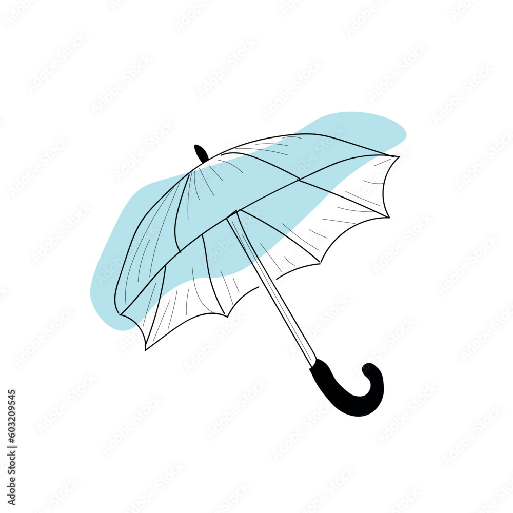 Light blue umbrella on white background