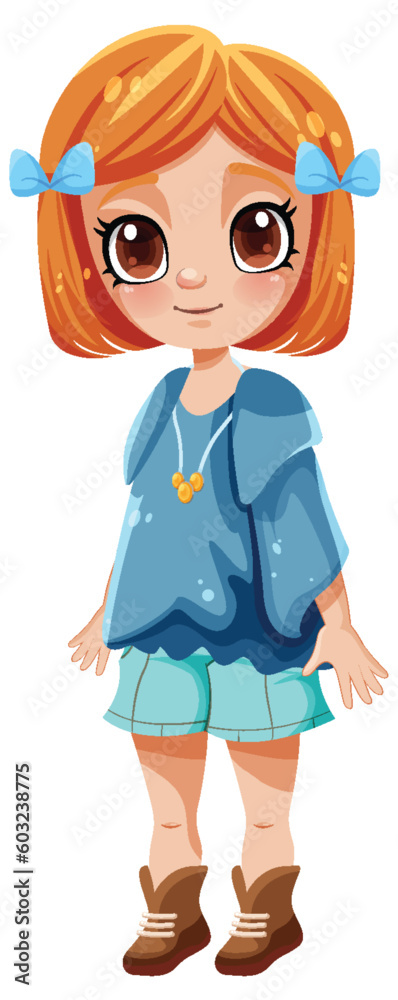 Adorable Girl with Big Eyes and Orange Hair