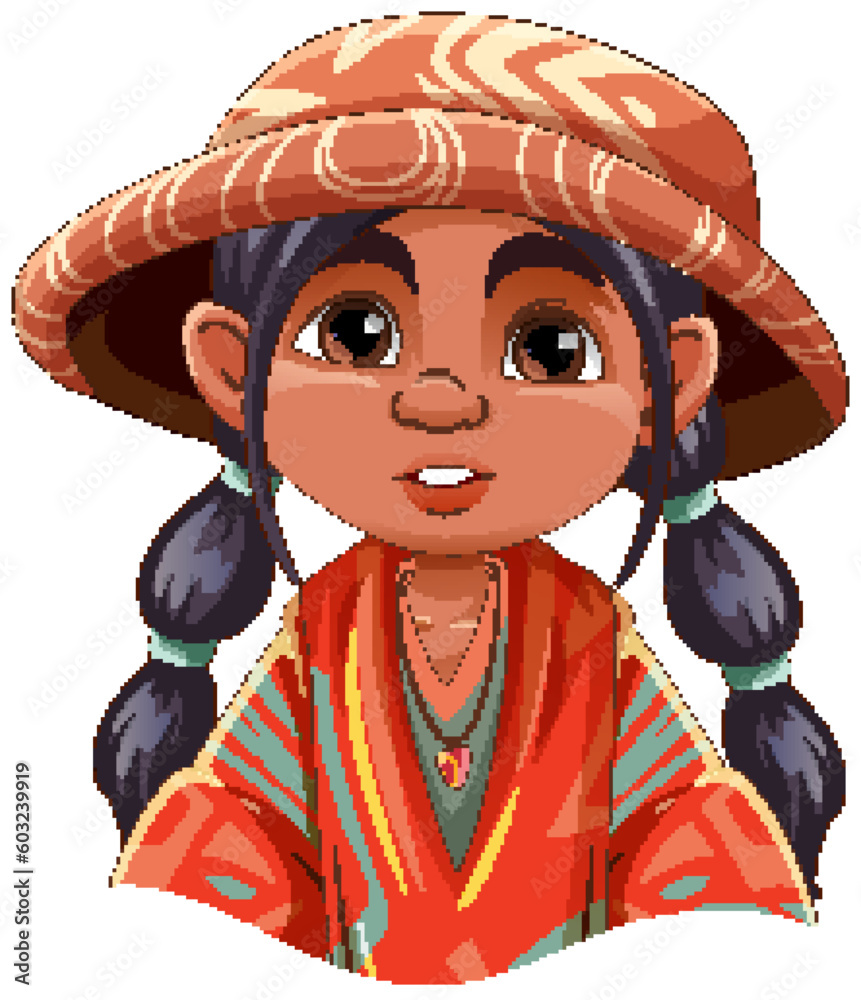 Girl wearing native American outfit