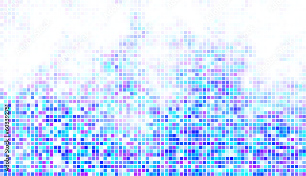 Abstract blue and white bottom mosaic with white copy space.