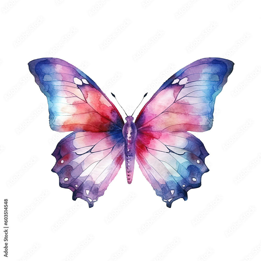 Watercolor butterfly. Illustration AI Generative.