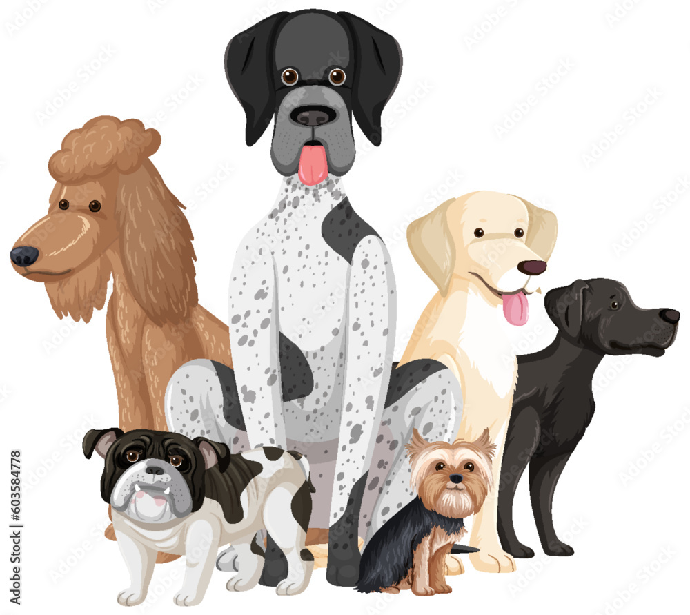 Set of dog dog breeds cartoon