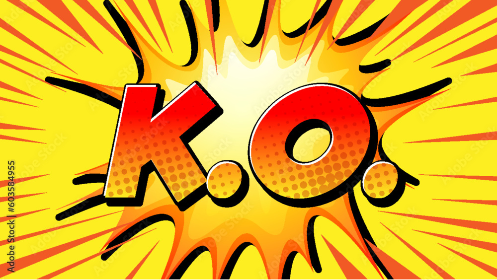 KO retro comic speech bubble and effect in pop art style