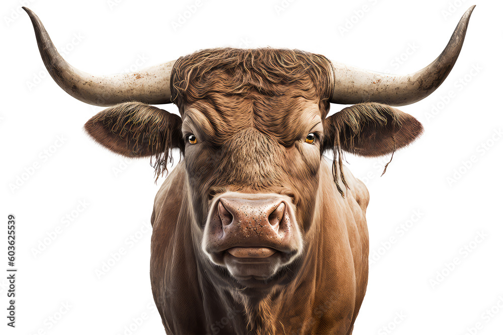 bull on a transparant background, PNG, Generative Ai