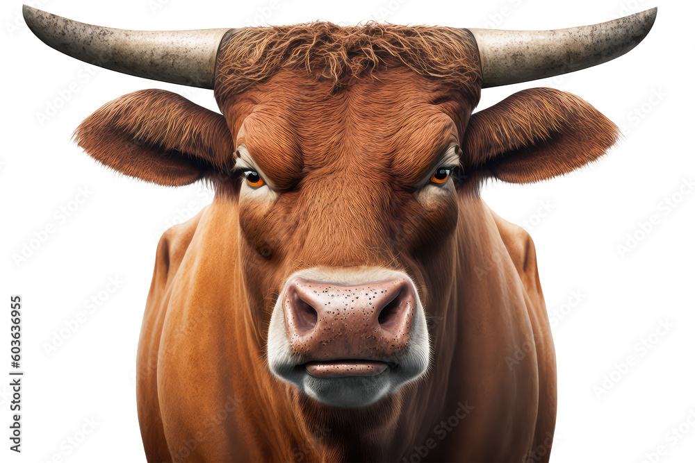 bull on a transparant background, PNG, Generative Ai