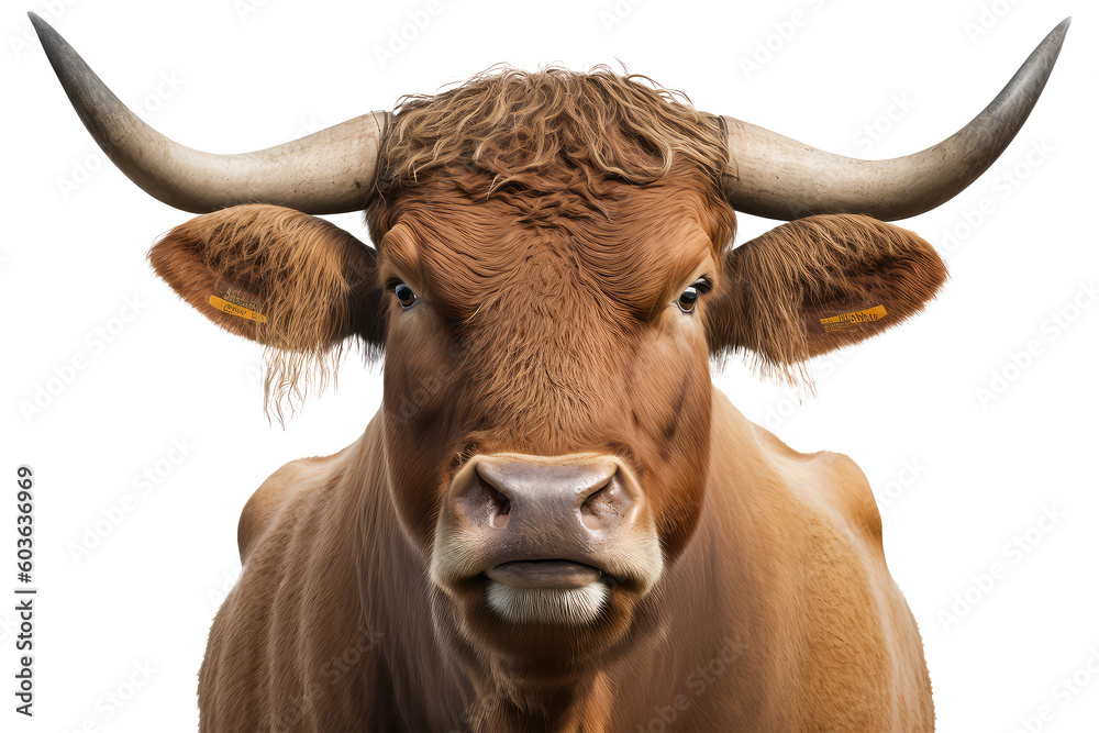 bull on a transparant background, PNG, Generative Ai