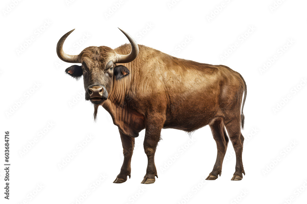 bull on a transparant background, PNG, Generative Ai