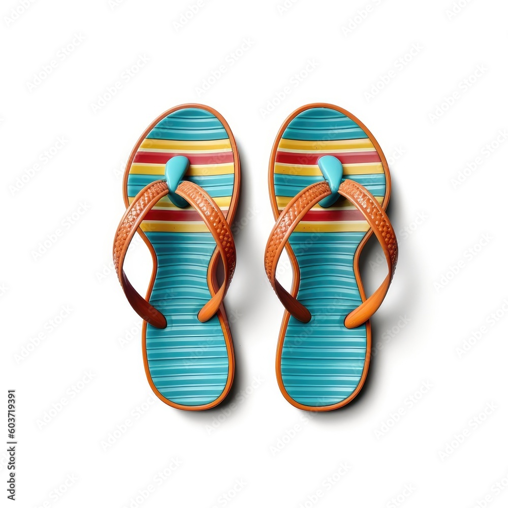 Flip flop sandals isolated on white background,AI generated.