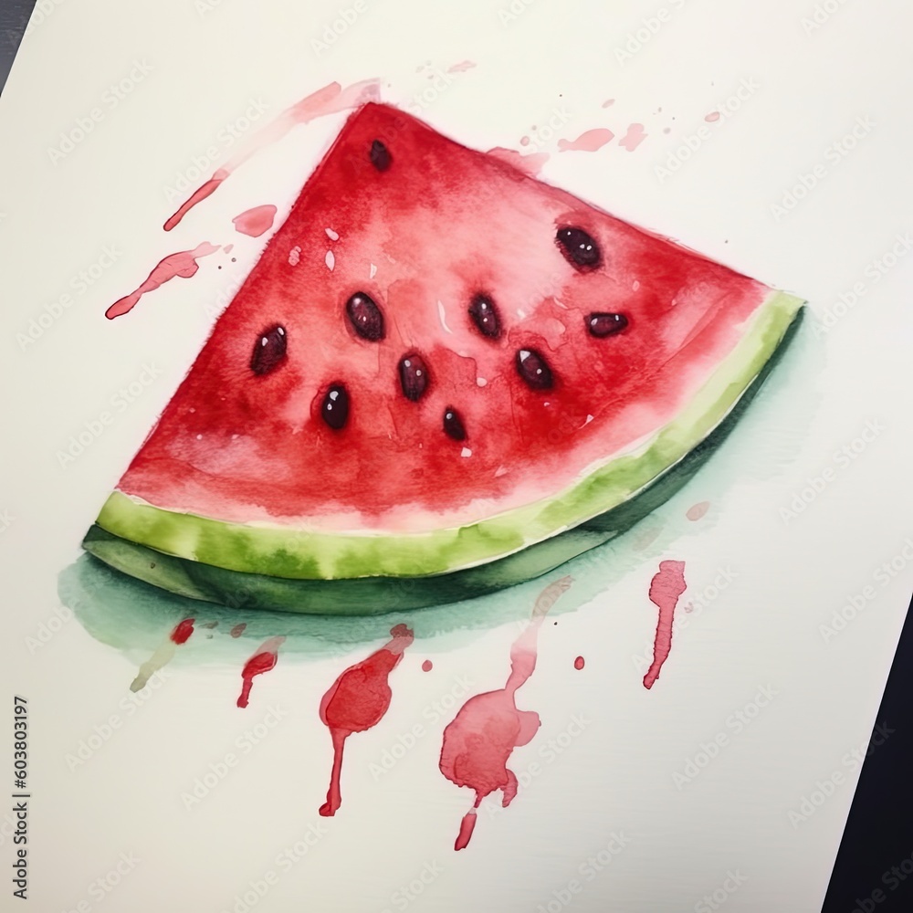 Watercolor watermelon isolated. Illustration AI Generative.