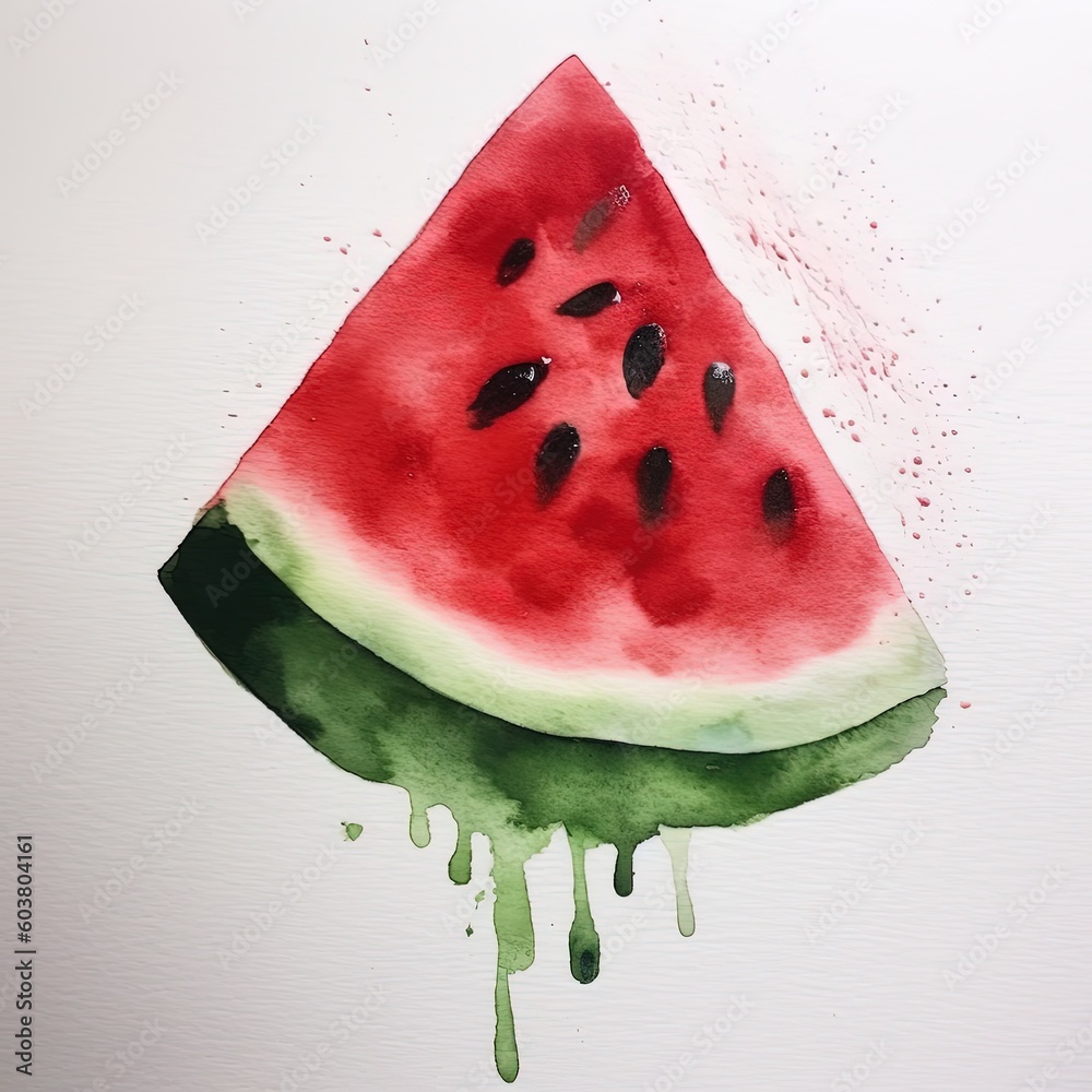 Watercolor watermelon isolated. Illustration AI Generative.