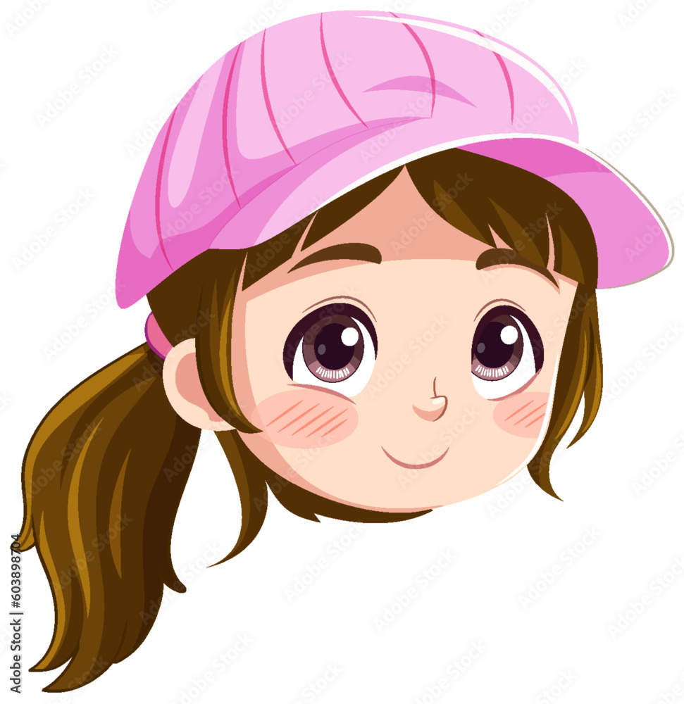 Adorable Girl Face on White Background