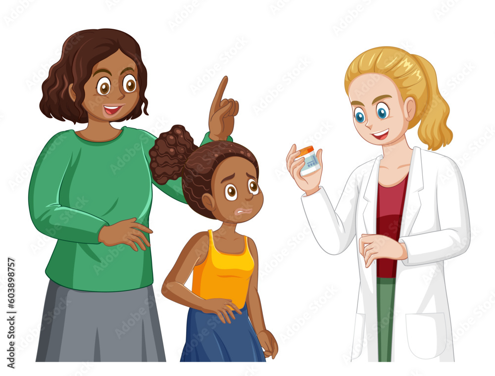 Mother and daughter visiting a doctor