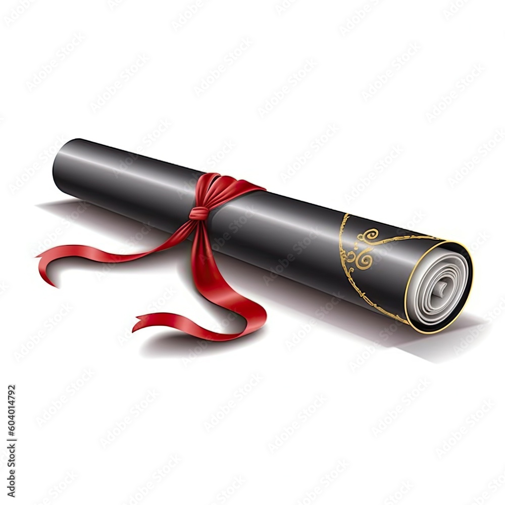 University Graduation Diploma With Red Ribbon, Achievement in education,Education Concept,AI generat