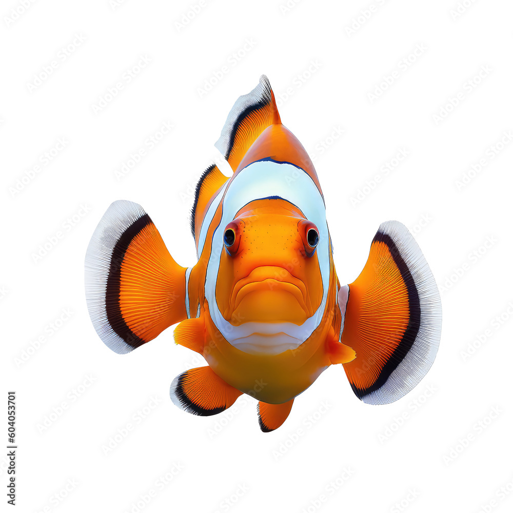 Clownfish on a transparant background, PNG, Generative Ai