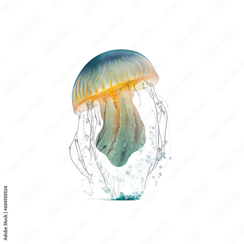 jellyfish on a transparant background, PNG, Generative Ai