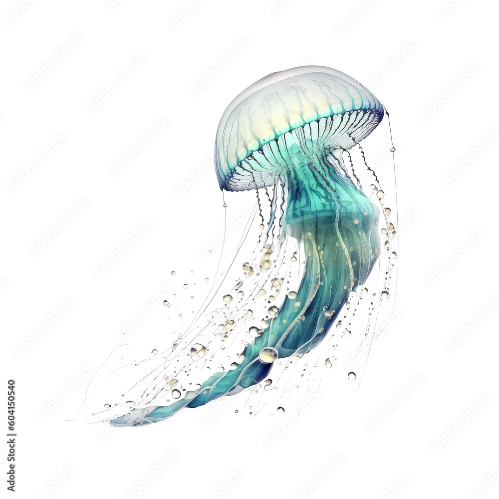 jellyfish on a transparant background, PNG, Generative Ai