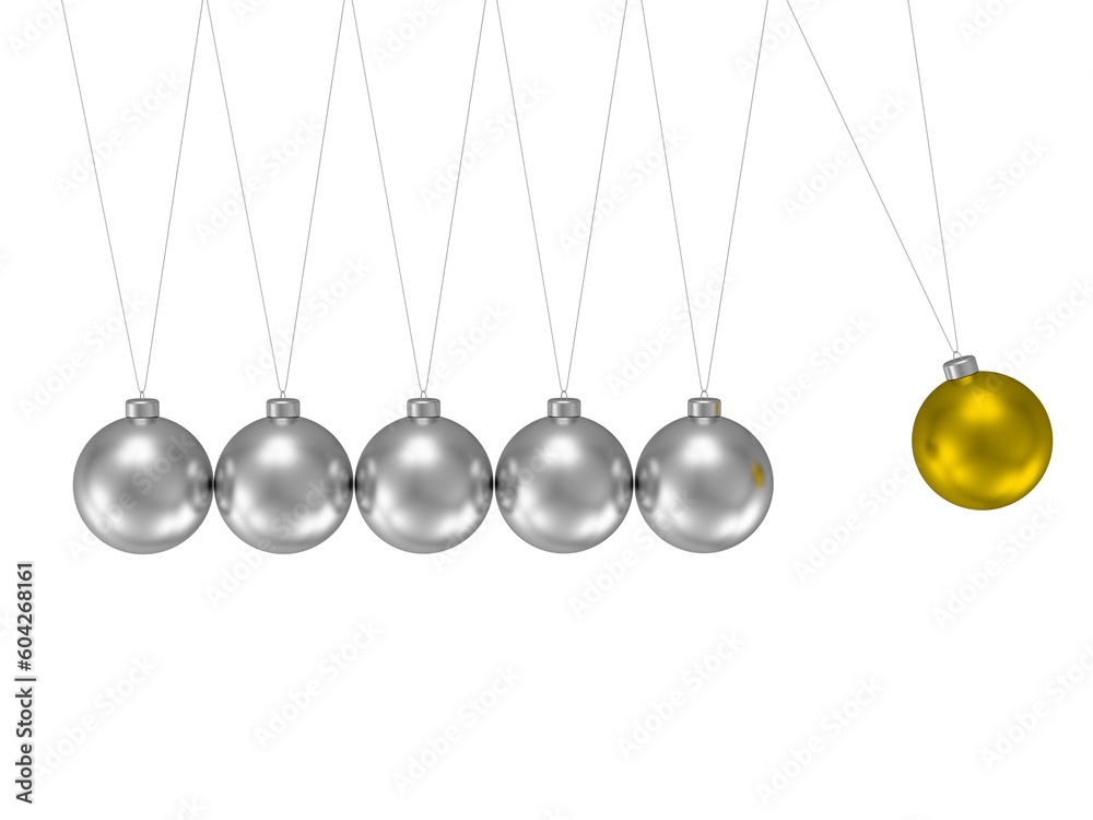 Newtons cradle 3d render,image contains clipping path.