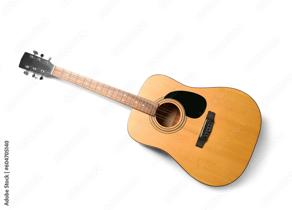 Brown guitar isolated on white background