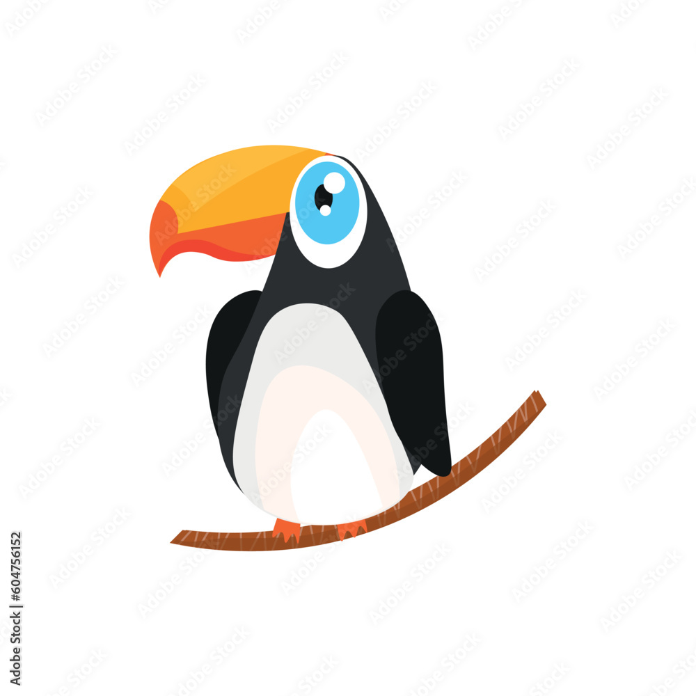 Cute toucan on white background