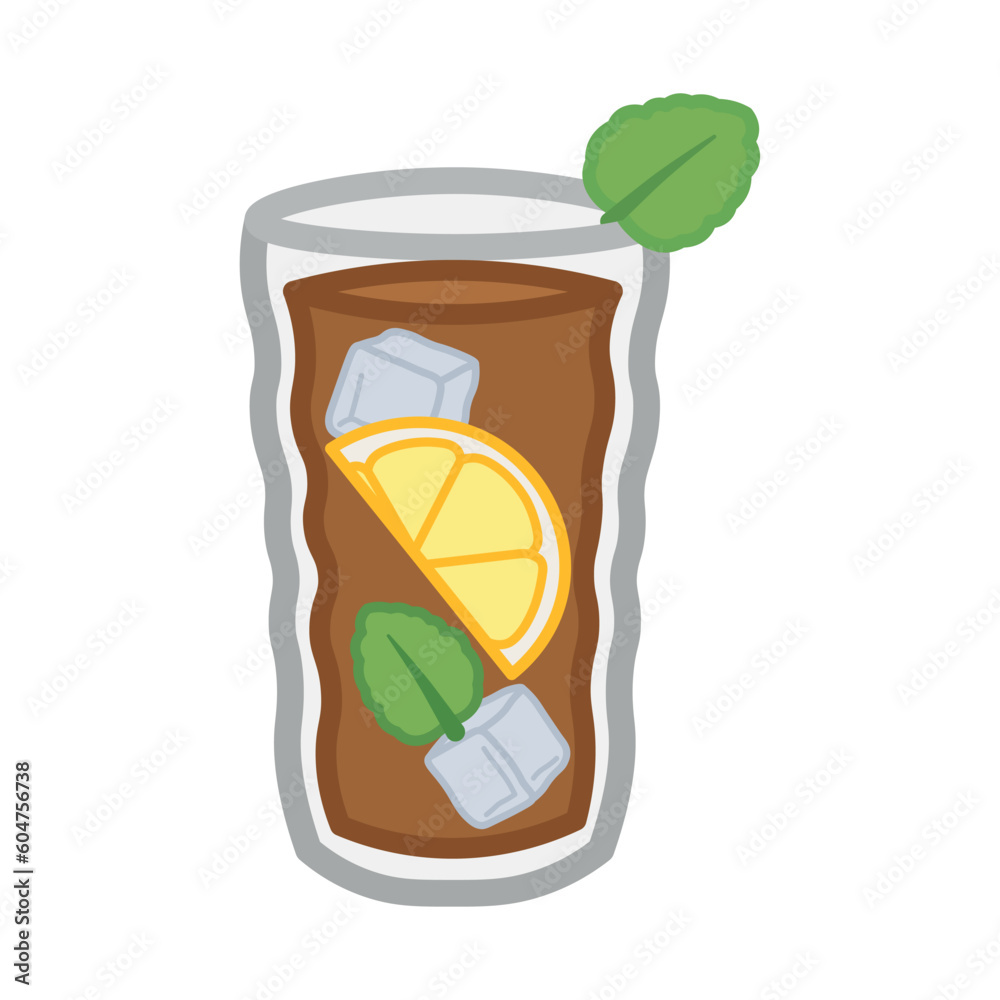 Glass of iced tea on white background