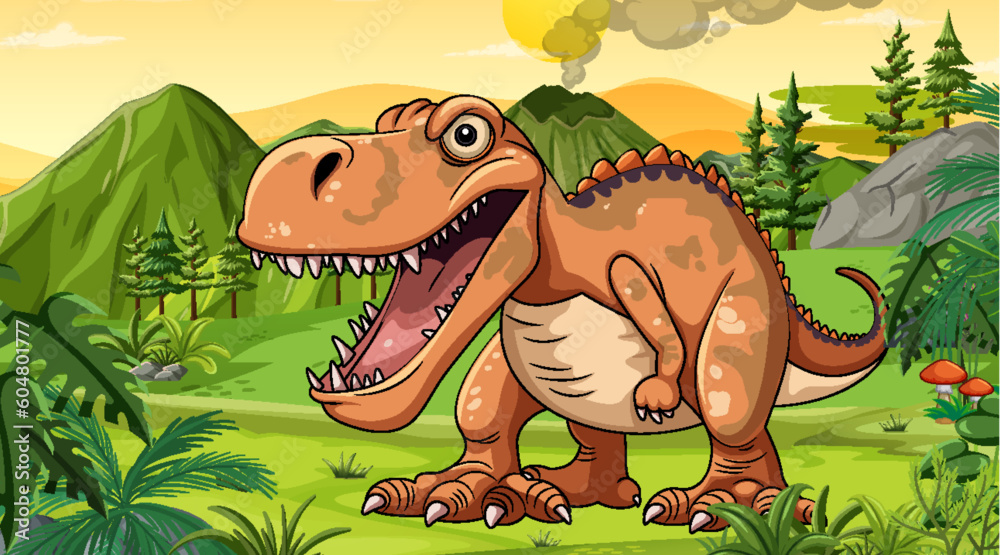 Tyrannosaurus in prehistoric scene