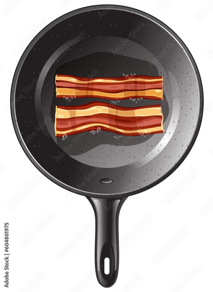 Fried bacon in the pan