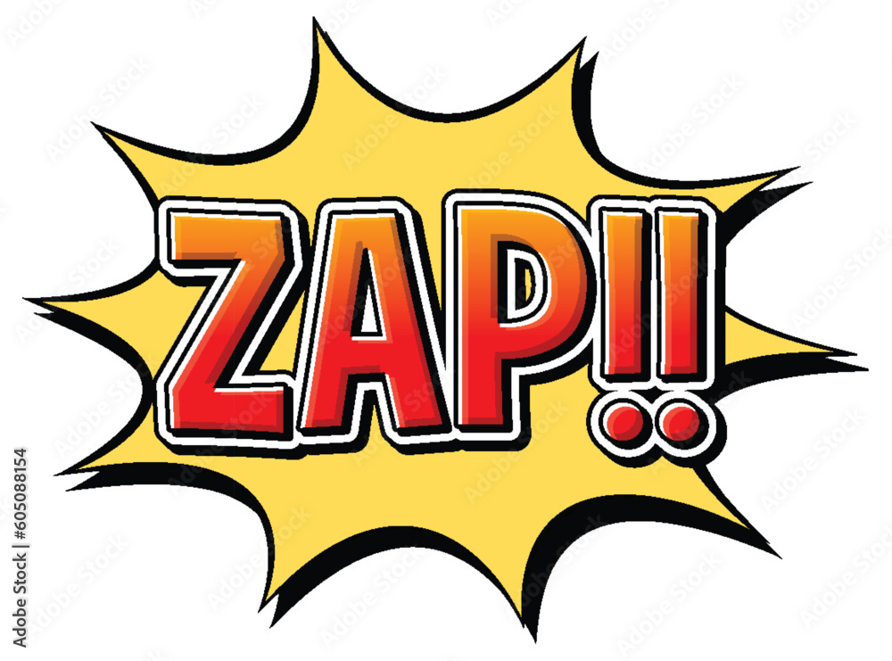 Zap retro comic speech bubble and effect in pop art style