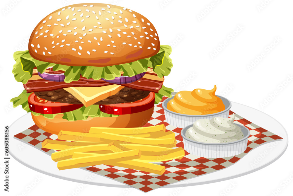 Isolated delicious hamburger cartoon