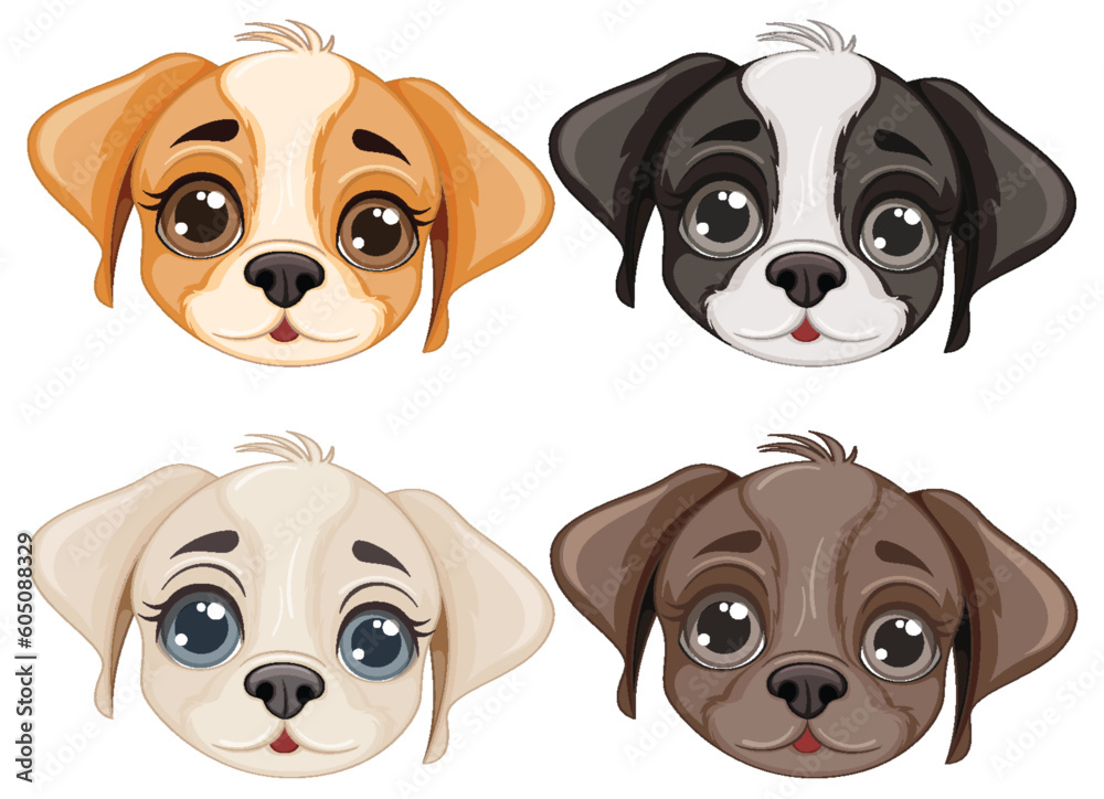 Cute dog face cartoon isolated