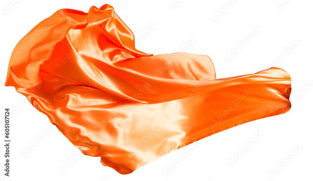 Orange cloth flutters