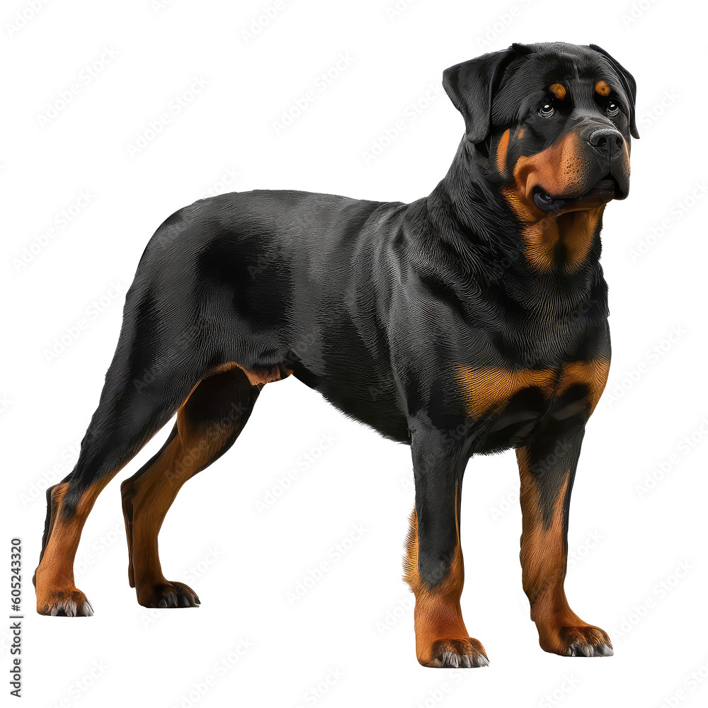 Rottweiler on a transparant background, PNG, Generative Ai