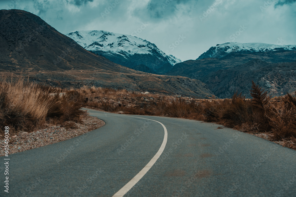 Road in the mountains in autumn, Kyrgyzstan