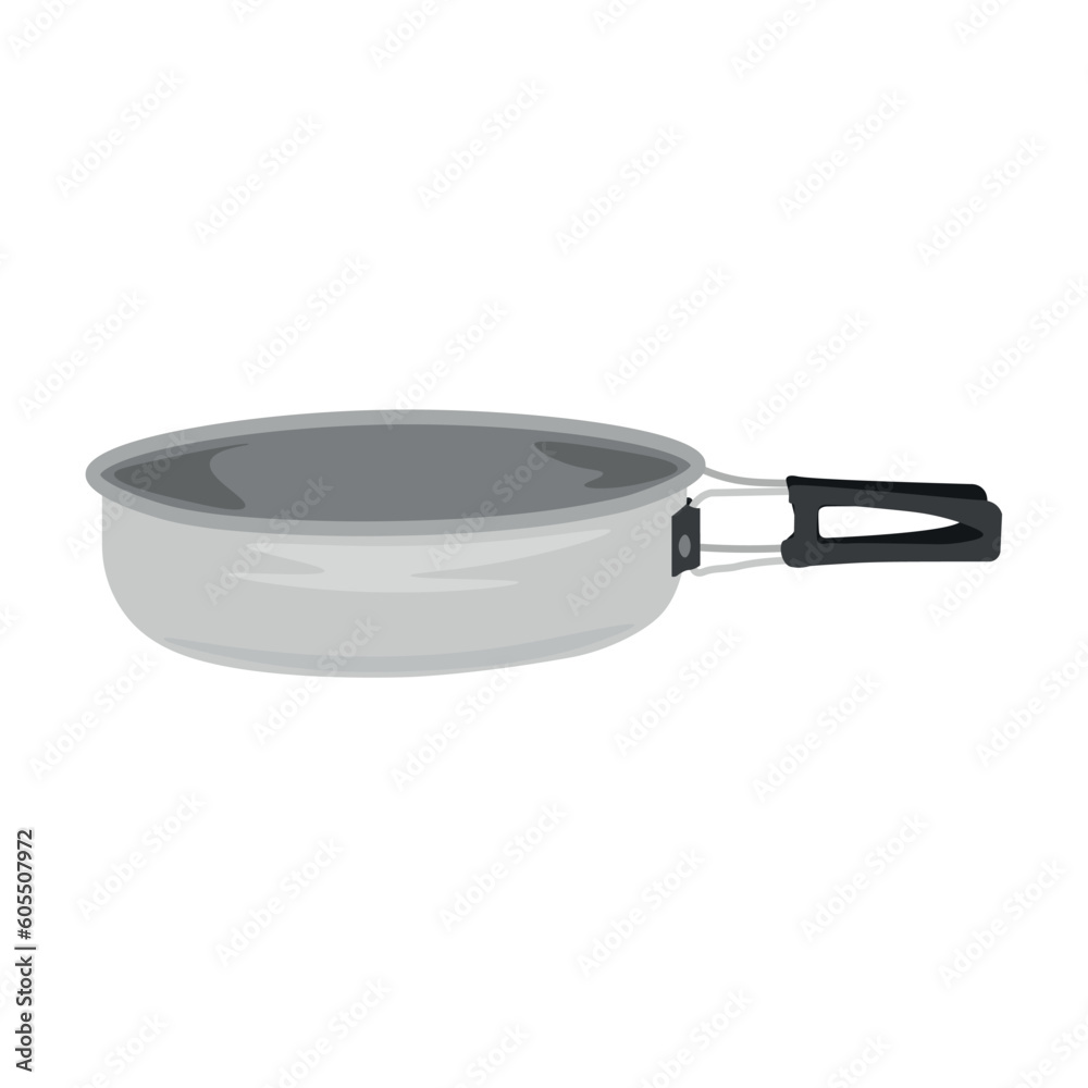 Tourists frying pan on white background