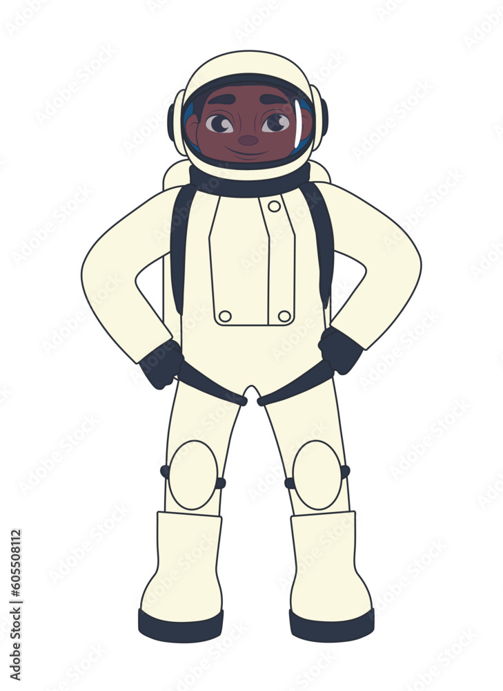 Male astronaut in space suit on white background