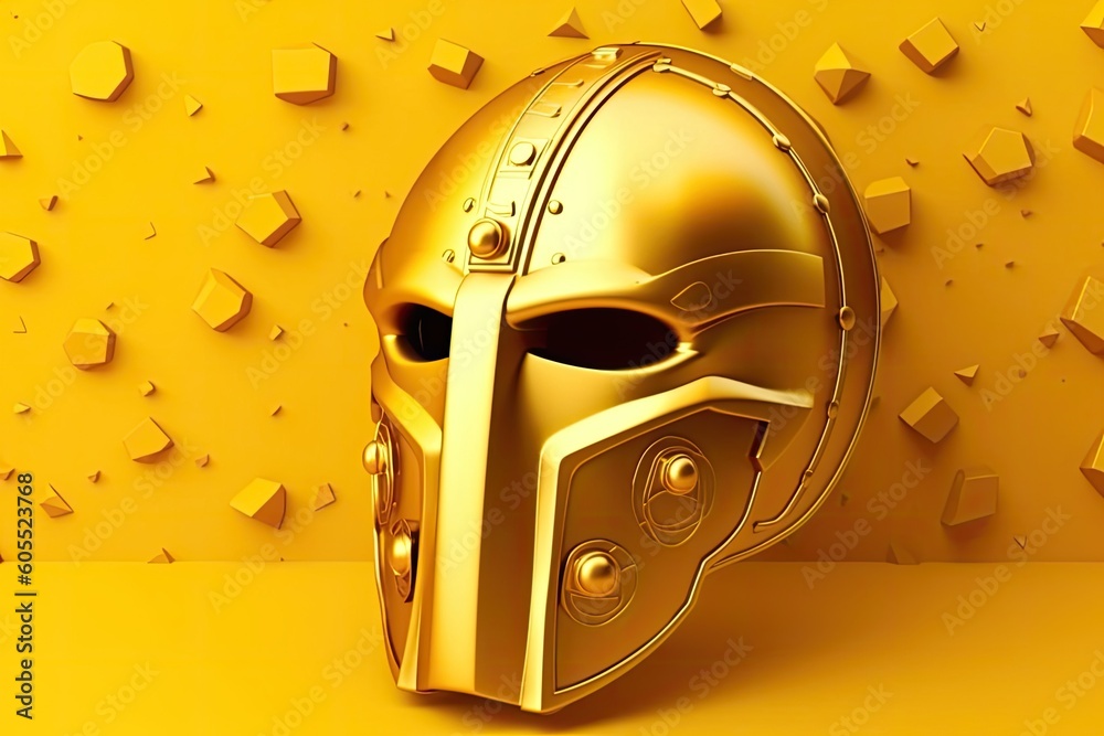 golden helmet with a circular hole in the center Generative AI