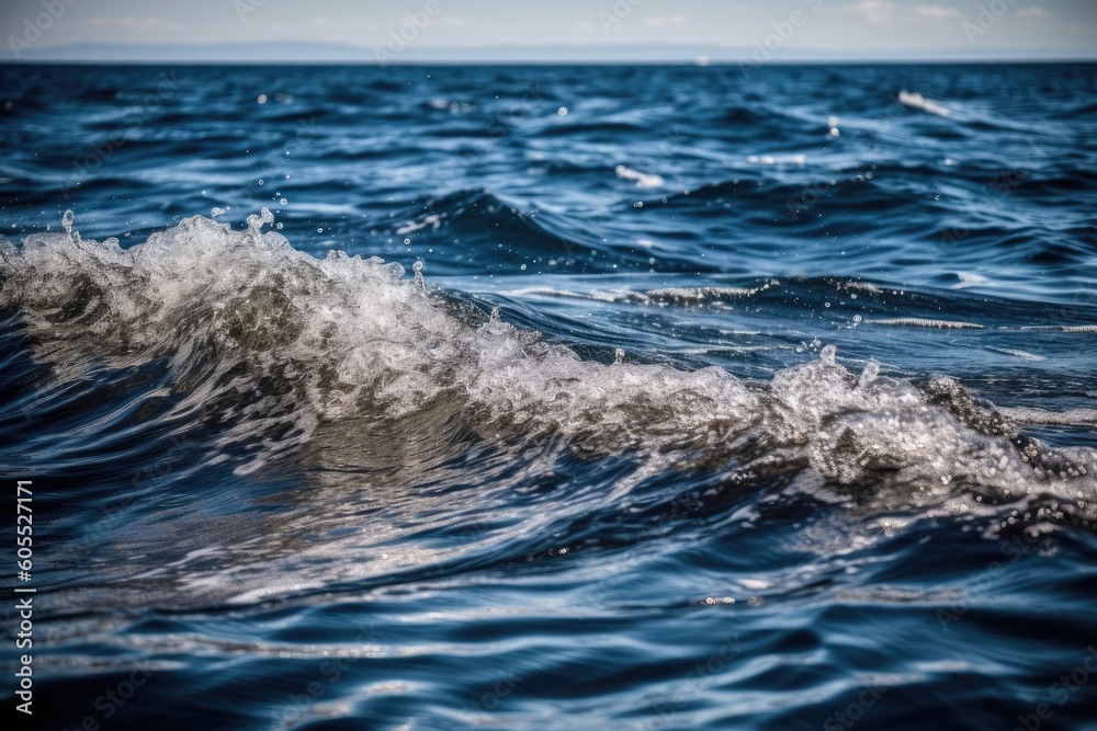 vast ocean with powerful waves crashing onto the shore Generative AI