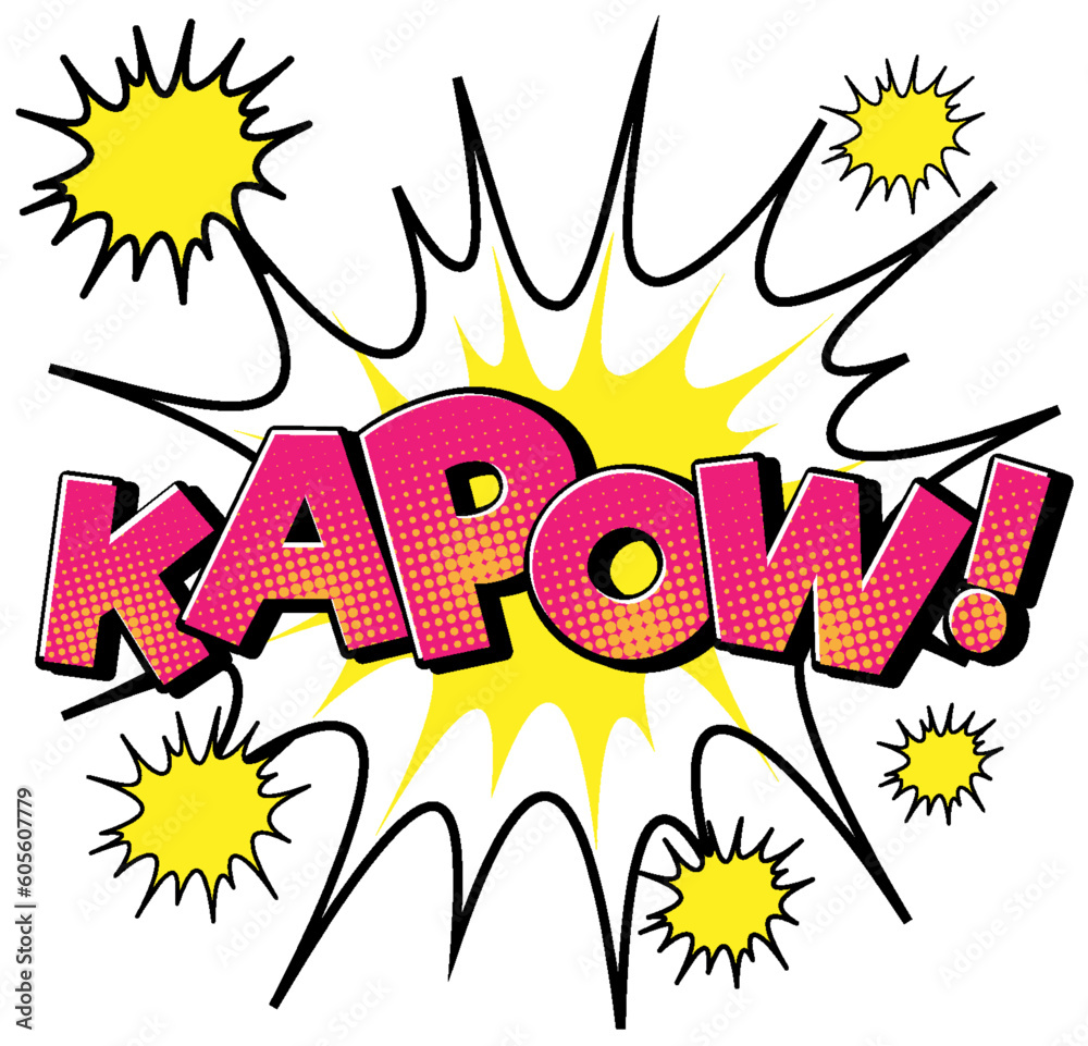 Kapow retro comic speech bubble and effect in pop art style