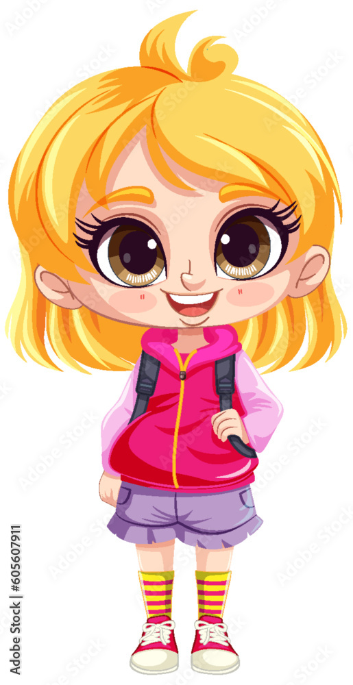 Adorable Girl with Big Eyes and Blonde Hair