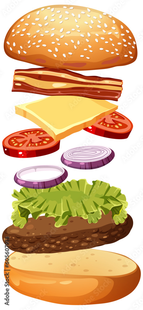 Isolated delicious hamburger cartoon