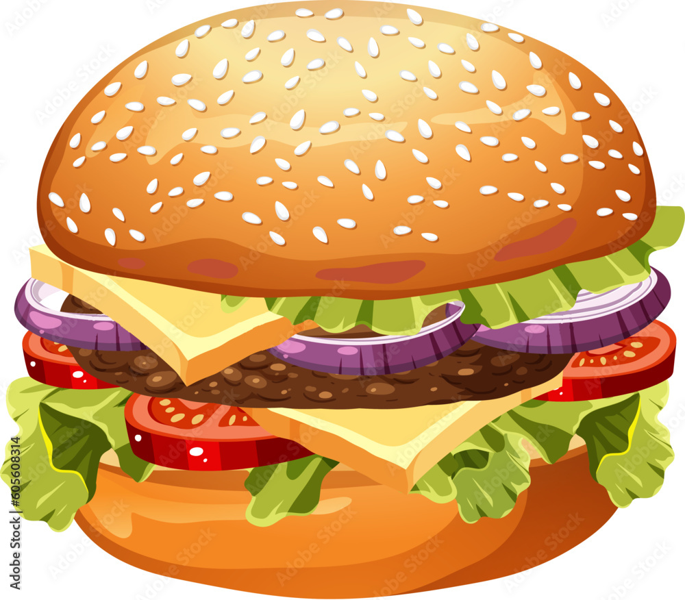 Isolated delicious hamburger cartoon