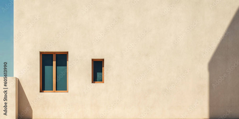 Minimalistic exterior with a window. Simple abstract urban concept. Generative AI