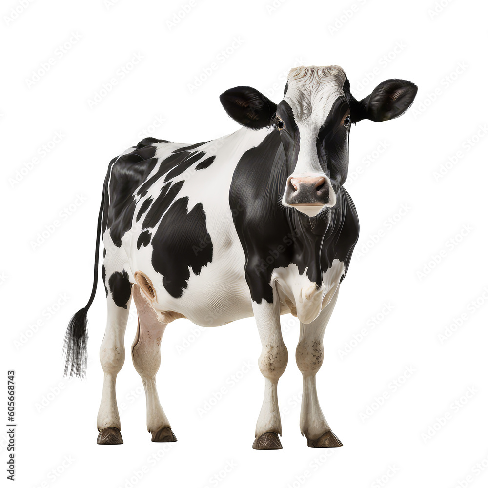 Holstein - Friesian cow isolated on white background.