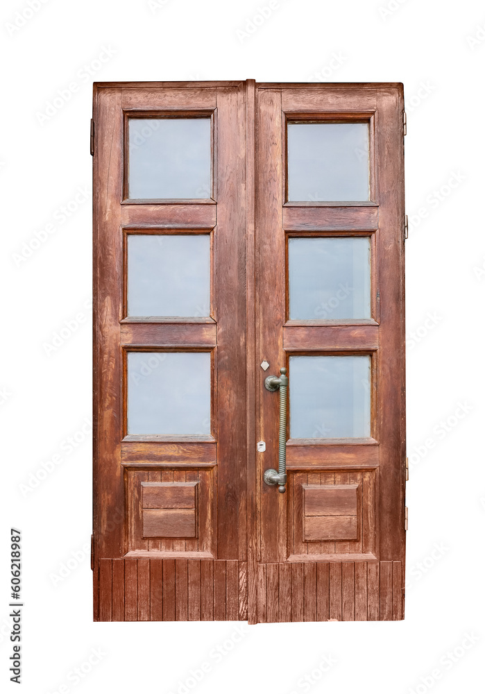 Building with retro wooden doors