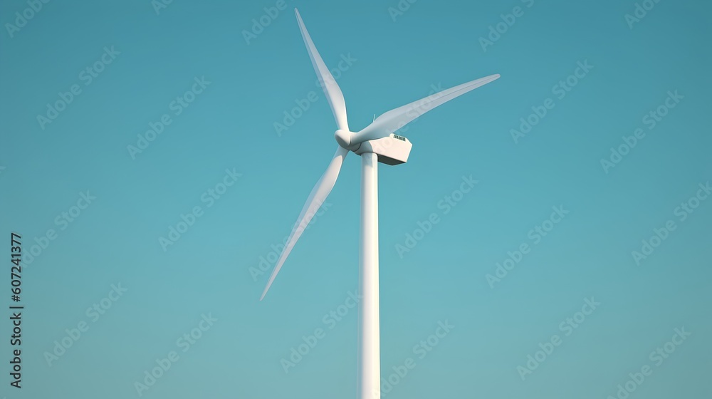 An elegant image of wind turbine against a blue, minimalistic background with copy space. Importance