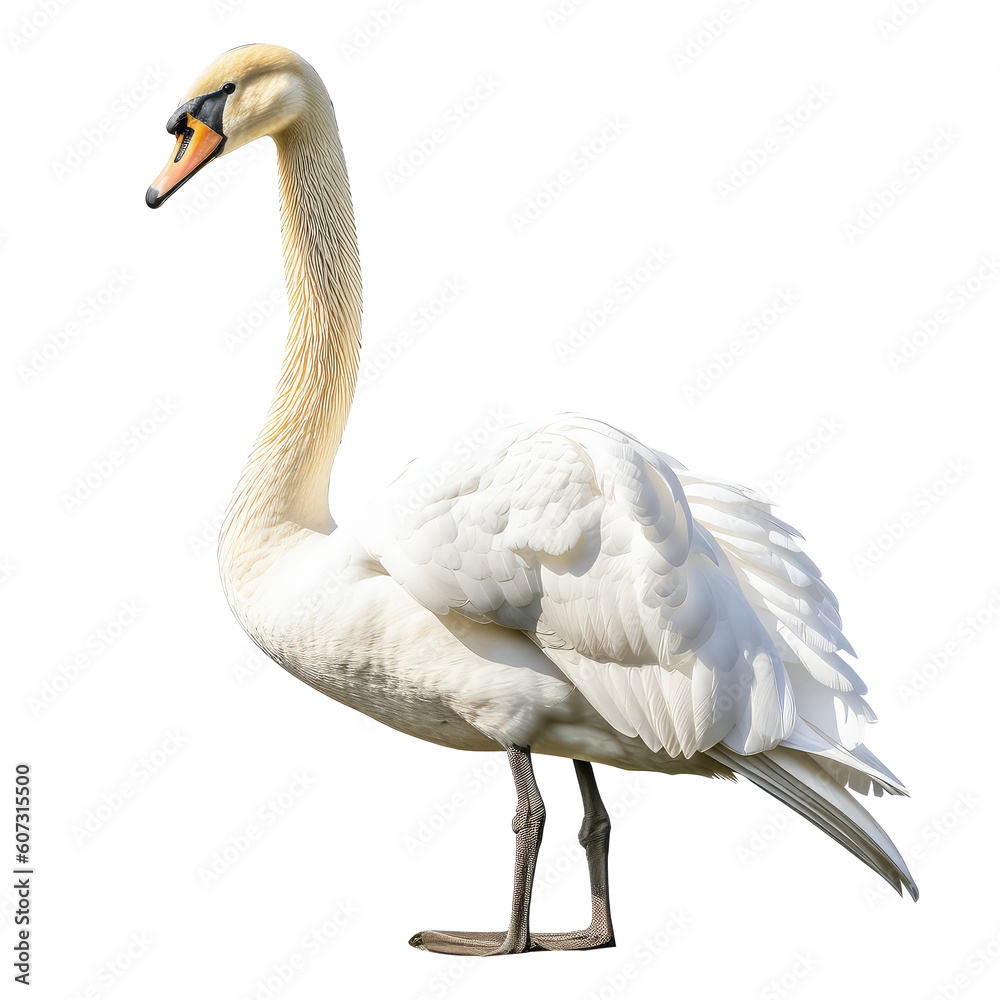 white swan on a transparant background, PNG, Generative Ai