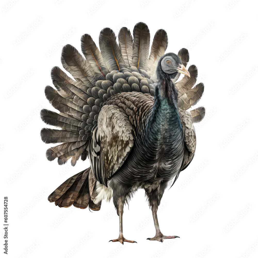 Wild turkey bird on a transparant background, PNG, Generative Ai