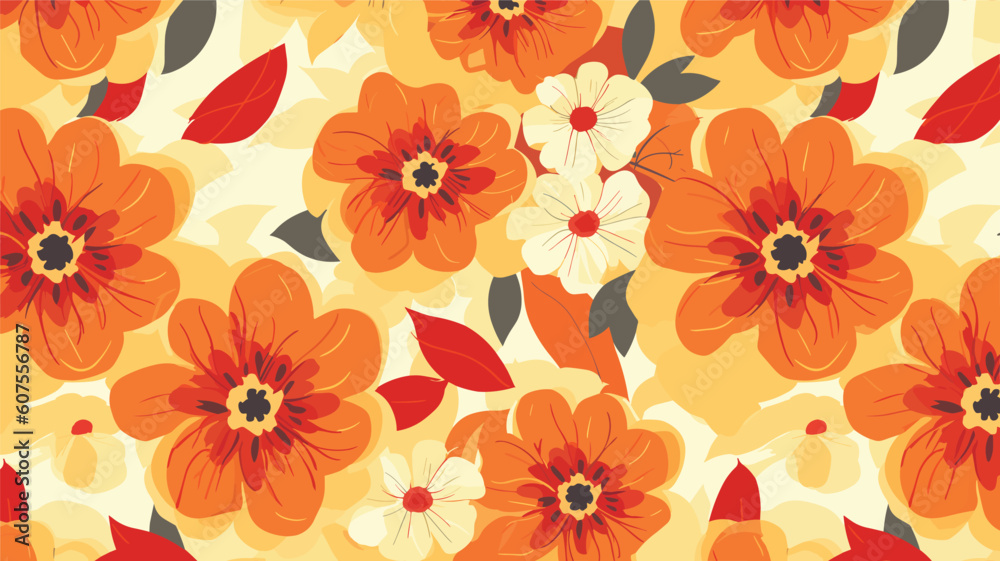 Abstract illustration seamless colorful tropical flowers pattern 