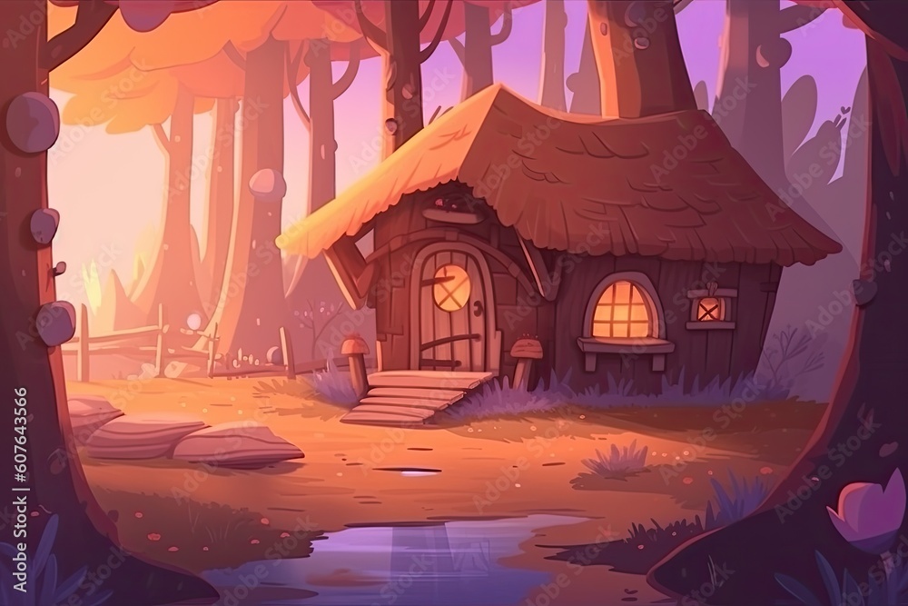 charming cabin nestled in the heart of a lush forest Generative AI