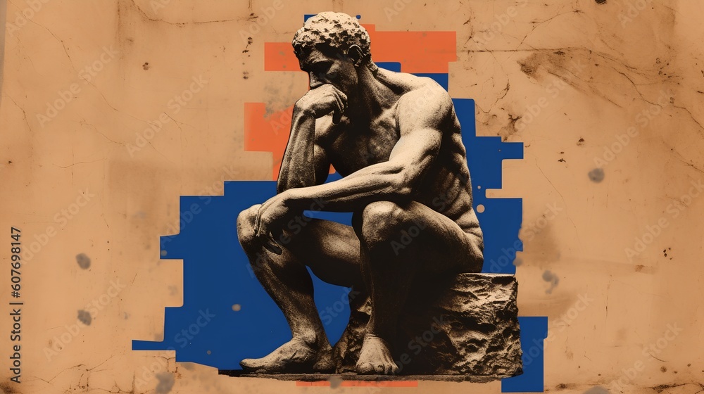 The Thinker sculpture, embodying the concept of philosophy. The representation inspires contemplatio