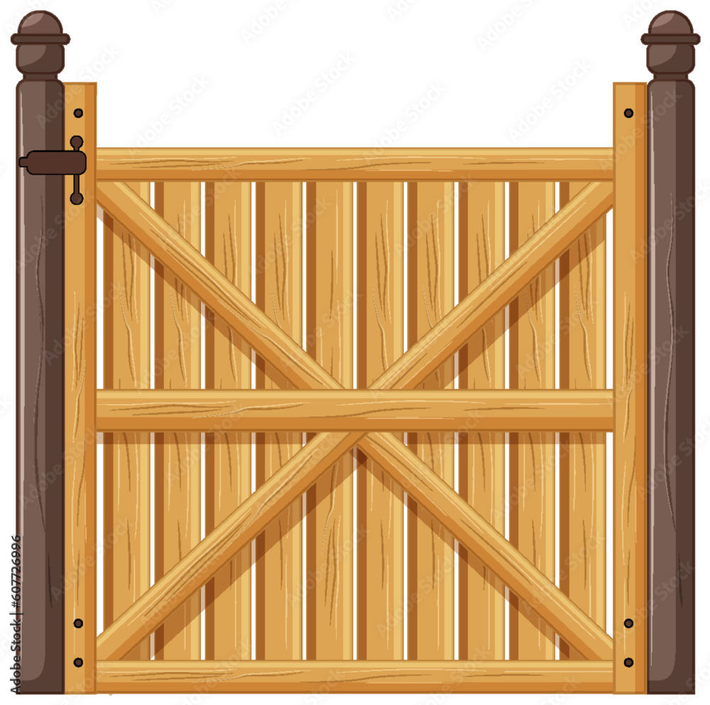 Wooden Fence on White Background